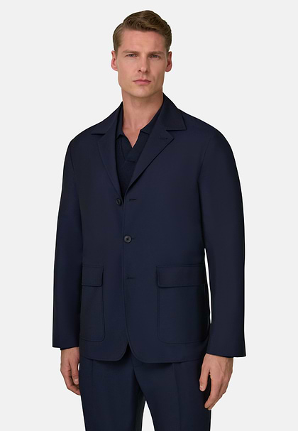 Marynarka z wełny i moheru, Navy blue, hi-res