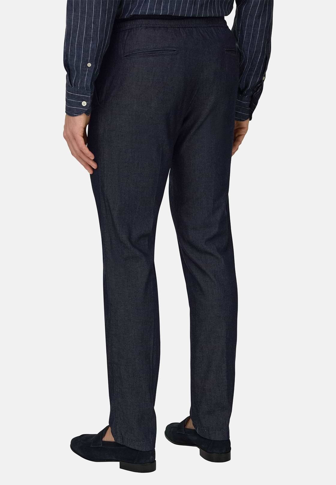 Pantaloni City In Cotone e Cupro, Navy, hi-res, 4