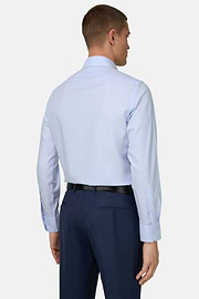 Camicia In Cotone Slim Fit, Azzurro, thumb, 3
