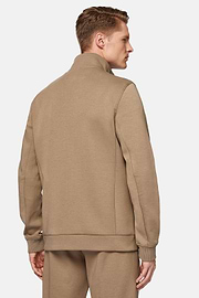 Sweatshirt Mit Durchgehendem Reißverschluss Aus Light Scuba Baumwollgemisch, Beige, hi-res