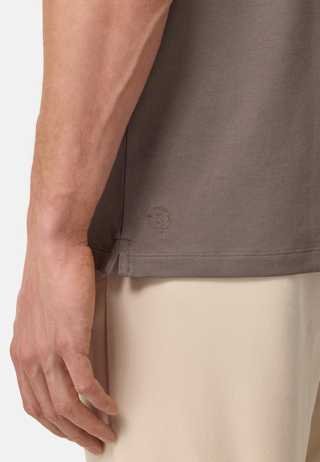 S.Cafè® High-Performance Piqué Polo Shirt, Taupe, hi-res