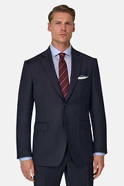 Suit Pinstripe in S130 Wool, Navy blue, thumb, 1
