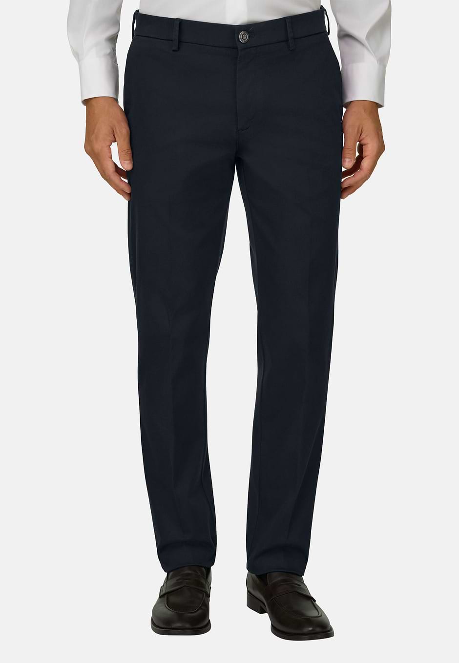 Stretch cotton/tencel trousers, Navy blue, hi-res