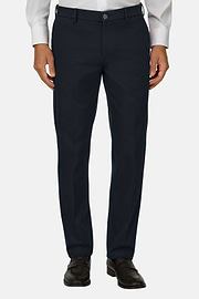 Stretch Cotton/Tencel Trousers, Navy blue, thumb, 1