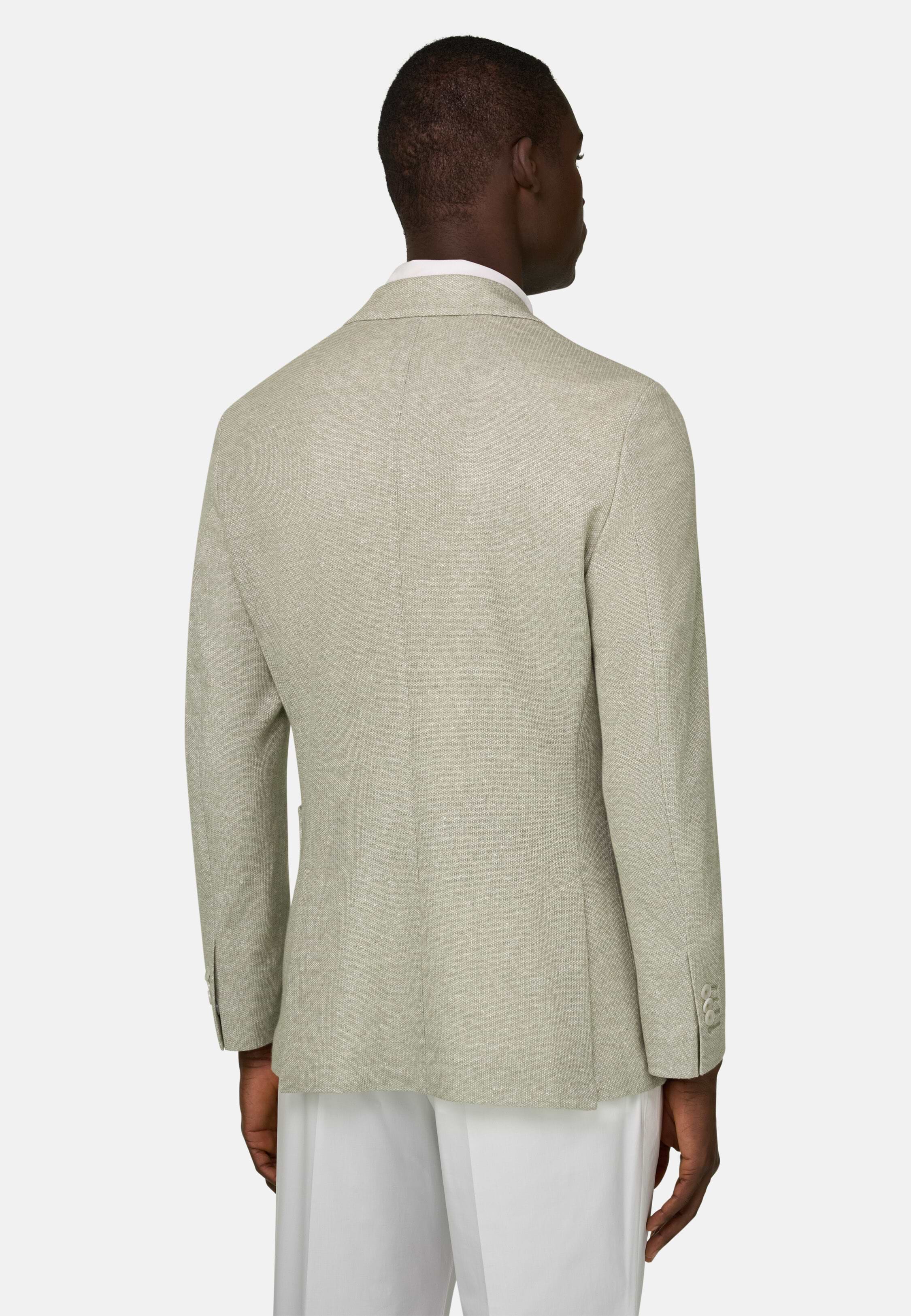 Men's B Jersey Micro Textured Jacket in a Linen and Cotton Blend