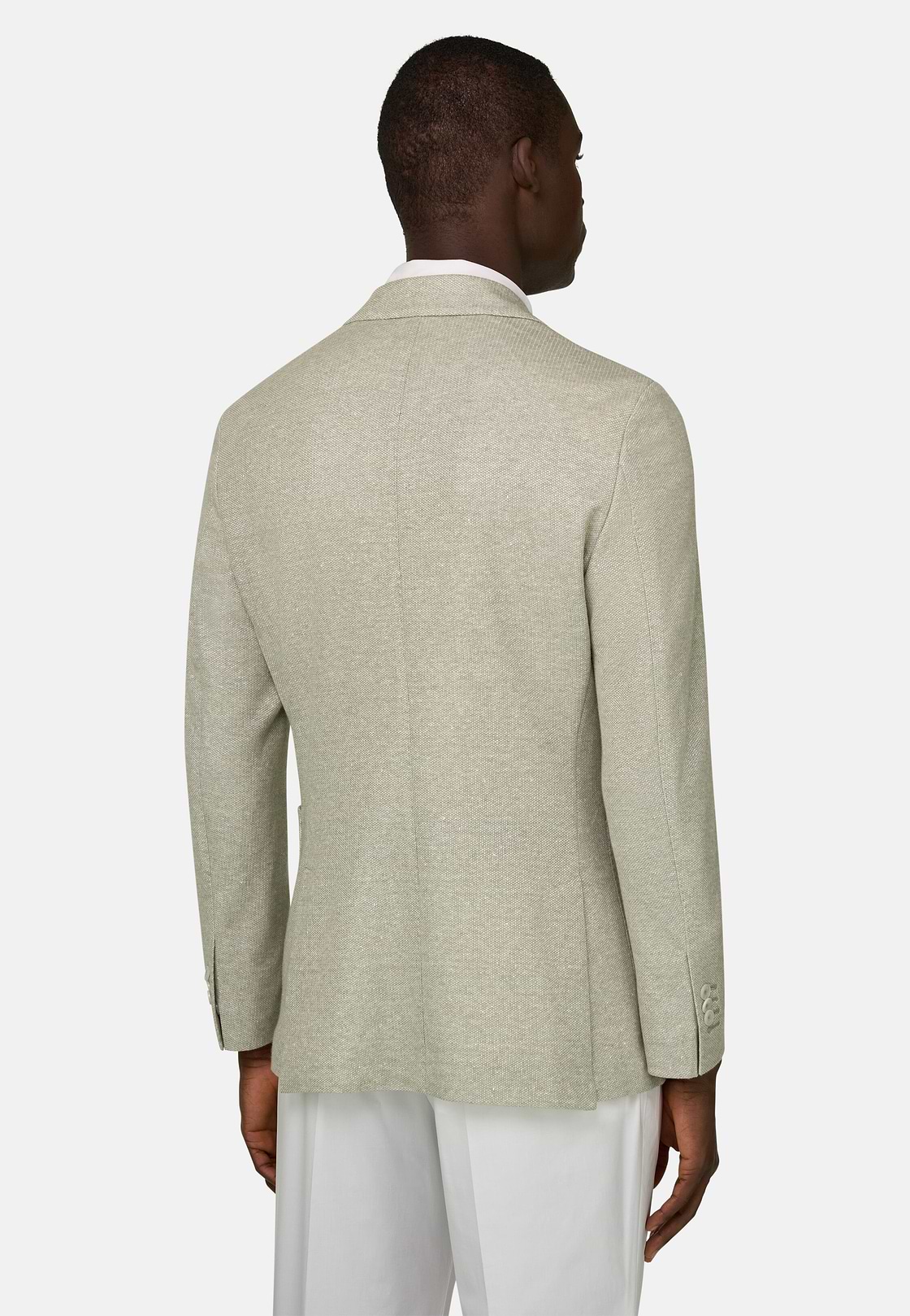 Giacca Micro Struttura In Misto Lino E Cotone B Jersey, Verde Chiaro, hi-res, 3