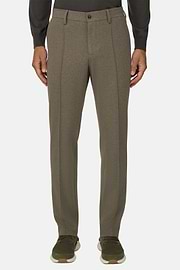 Trousers in Cotton Blend Jersey, Brown, thumb, 1