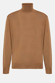 Hazelnut Turtleneck Jumper in Merino Wool, Hazelnut, hi-res