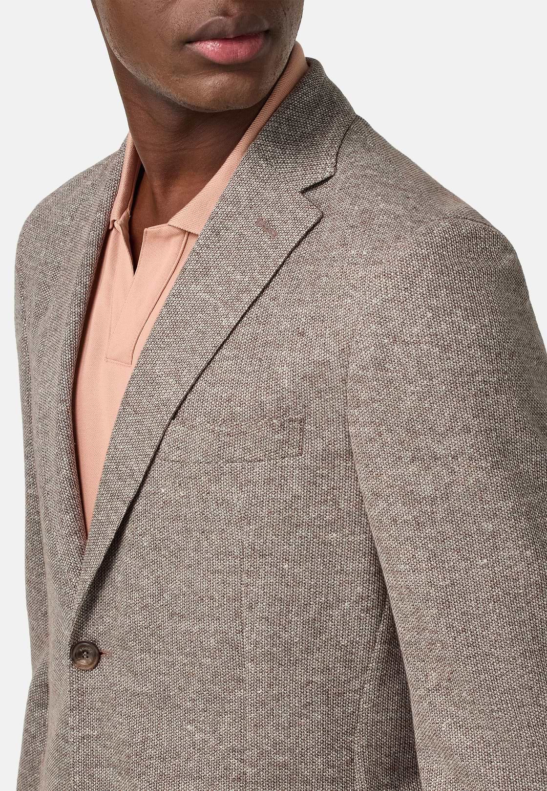 Melange B-Jersey Linen and Cotton Jacket, Taupe, hi-res