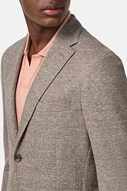 Melange B-Jersey Linen and Cotton Jacket, Taupe, hi-res