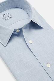 Regular Fit Sky Blue Tencel Linen Shirt, Light Blue, hi-res