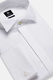 Slim fit cotton satin shirt, White, hi-res