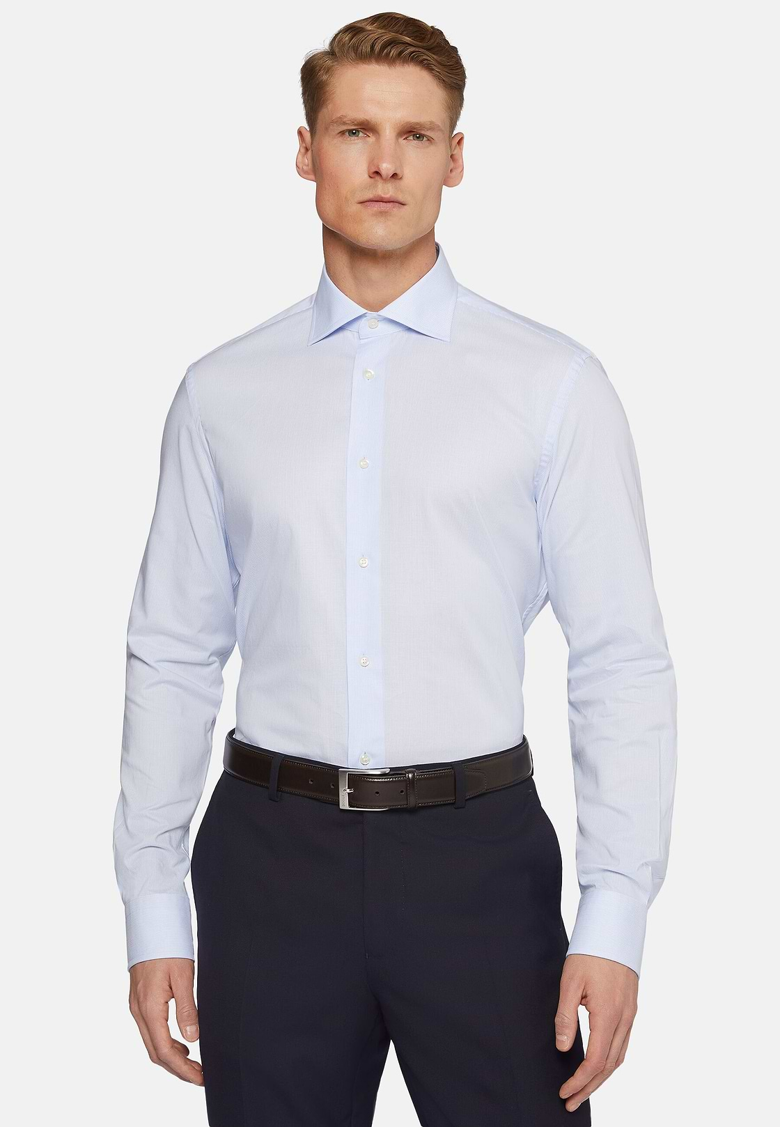 Striped Windsor Collar Shirt Slim, Light Blue, hi-res