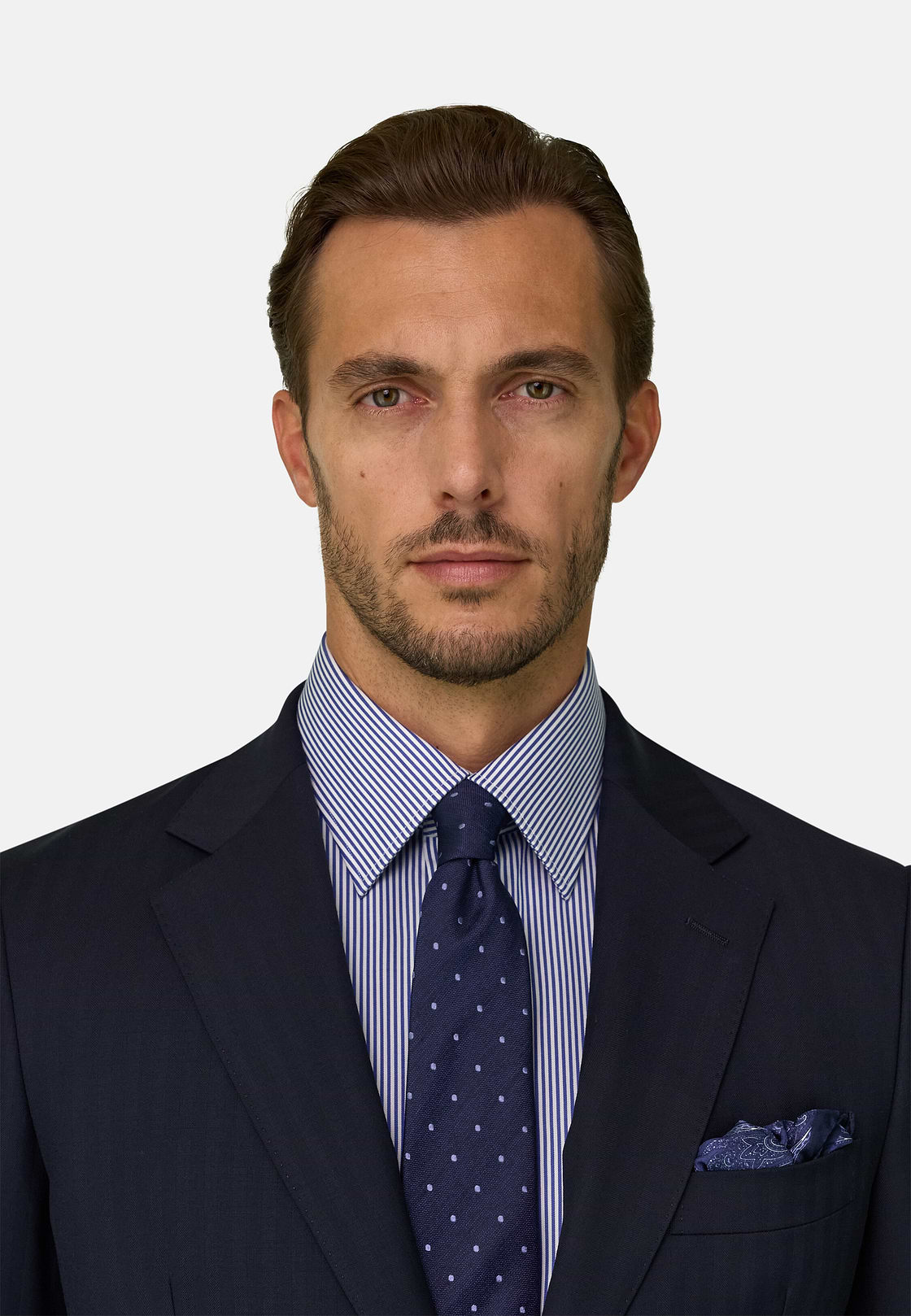 Suit in Herringbone Wool, Navy blue, hi-res, 4