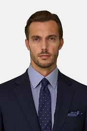 Suit in Herringbone Wool, Navy blue, thumb, 4