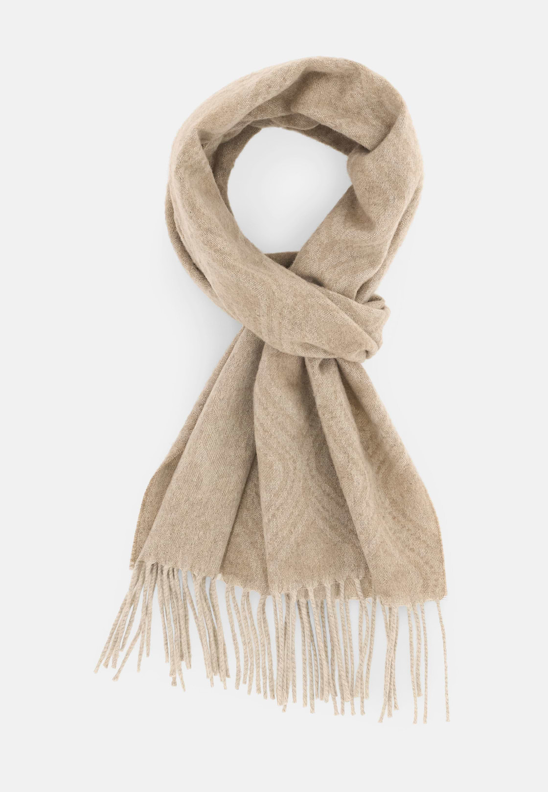Sjaal Geometrisch Motief Gemengd Cashmere, Sand, hi-res, 2