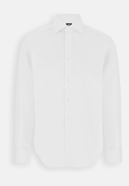 Chemise En Coton Pinpoint Slim Fit, Blanc, hi-res