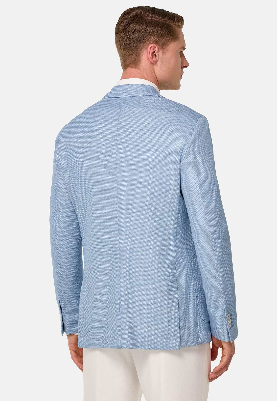 Chaqueta Jaspeada De Lino Algodón B Jersey, Azul claro, hi-res