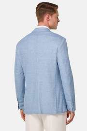 Chaqueta Jaspeada De Lino Algodón B Jersey, Azul claro, hi-res