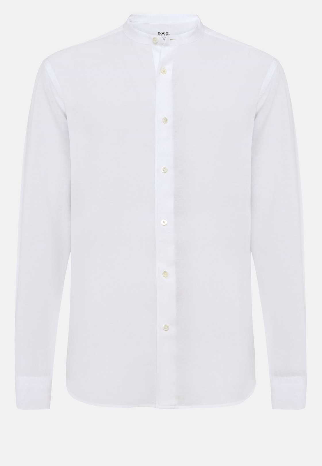 Camisa Blanca de Tencel y Lino Regular Fit, Blanco, hi-res