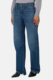 Jeans Straight Fit in Cotton Denim, Medium Blue, thumb, 1