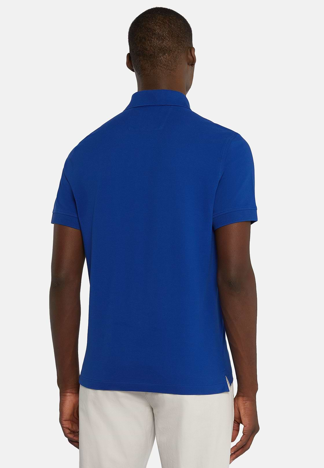 Cotton Piqué Polo Shirt, Blue, hi-res