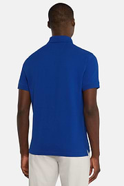 Cotton Piqué Polo Shirt, Blue, hi-res