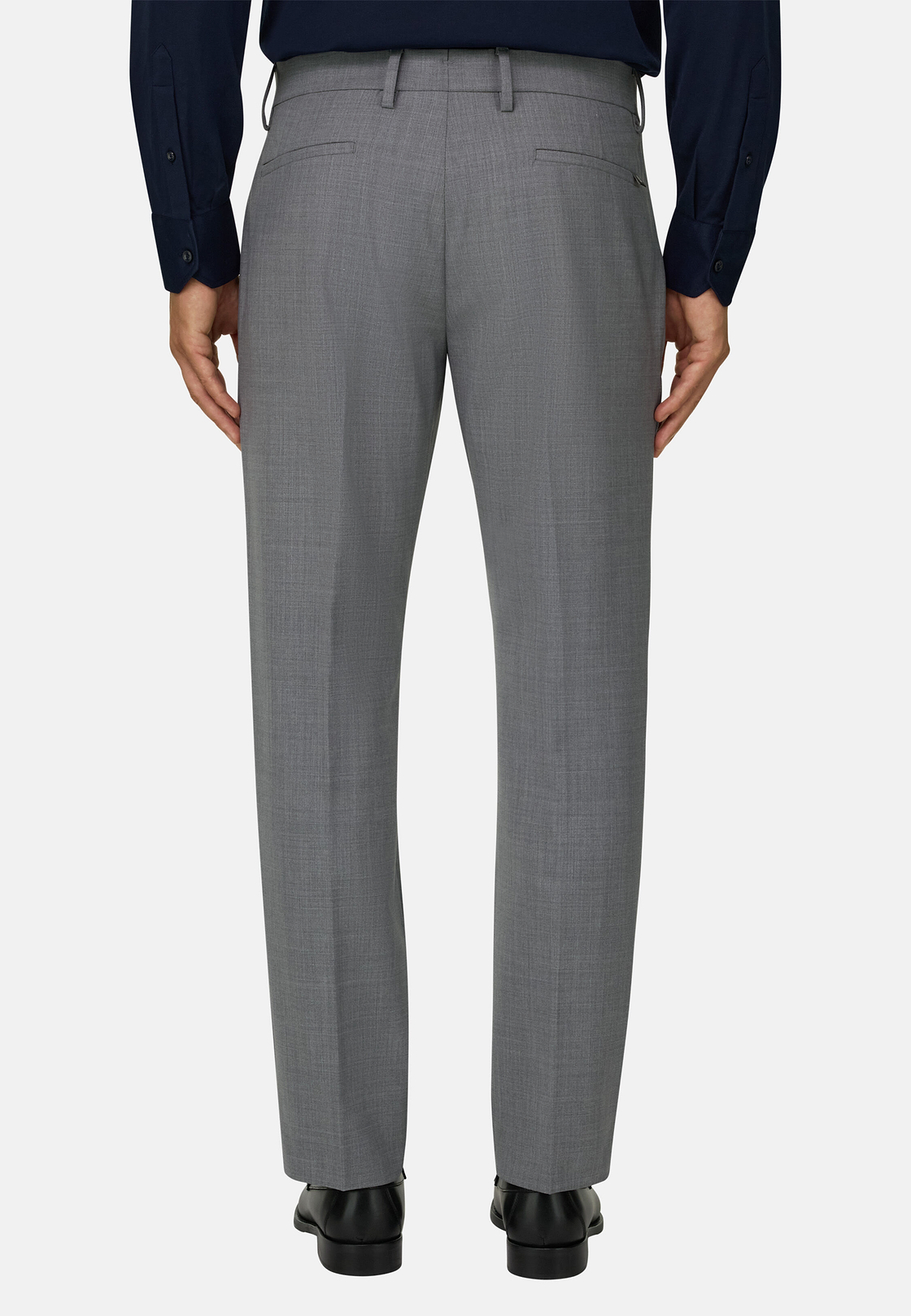 Washable Wool Stretch Trousers, Grey, hi-res, 5