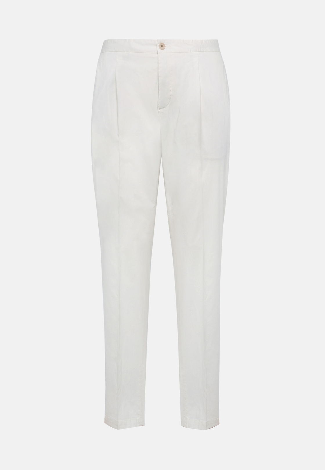 Stretch Cotton Pinces Trousers, White, hi-res