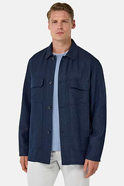 Bond Linen Shirt Jacket, Navy blue, hi-res