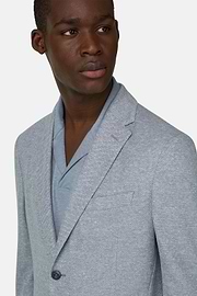 Giacca Micro Struttura In Misto Lino E Cotone B Jersey, Blu, thumb, 4
