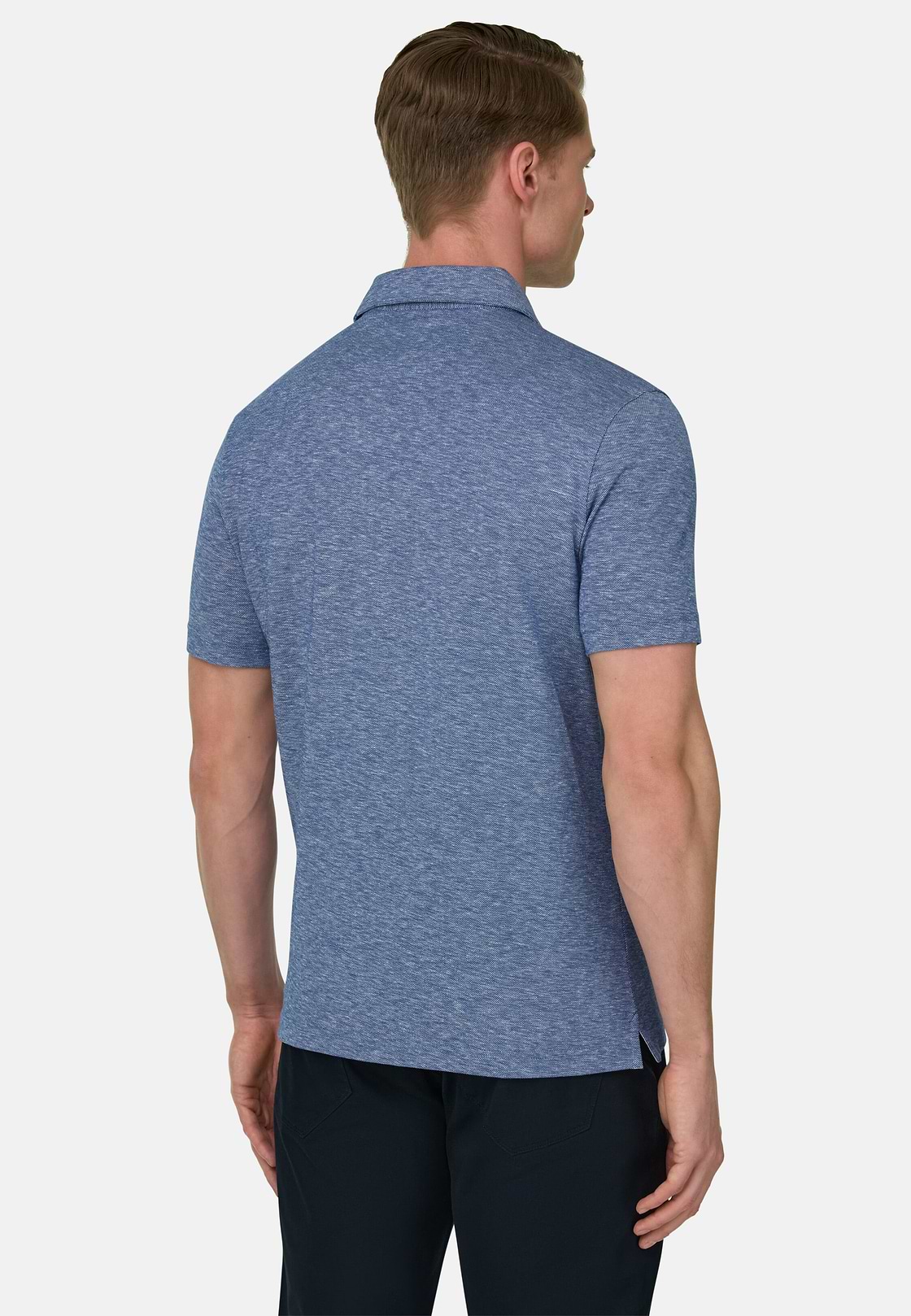 Cotton Linen Polo, Indigo, hi-res, 3