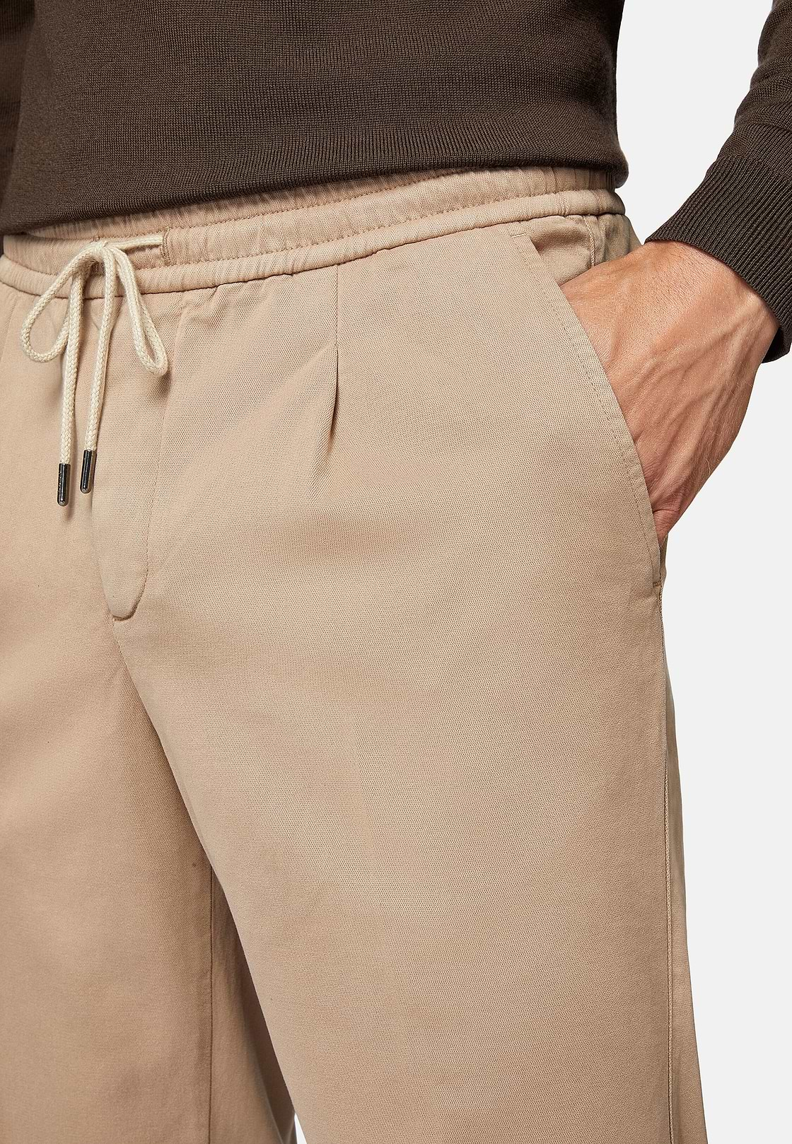 City Trousers in Stretch Cotton Tencel, Taupe, hi-res