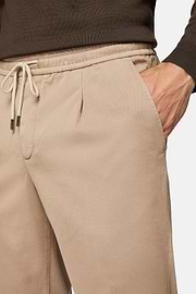 City Broek van Stretch Katoen Tencel, Taupe, hi-res