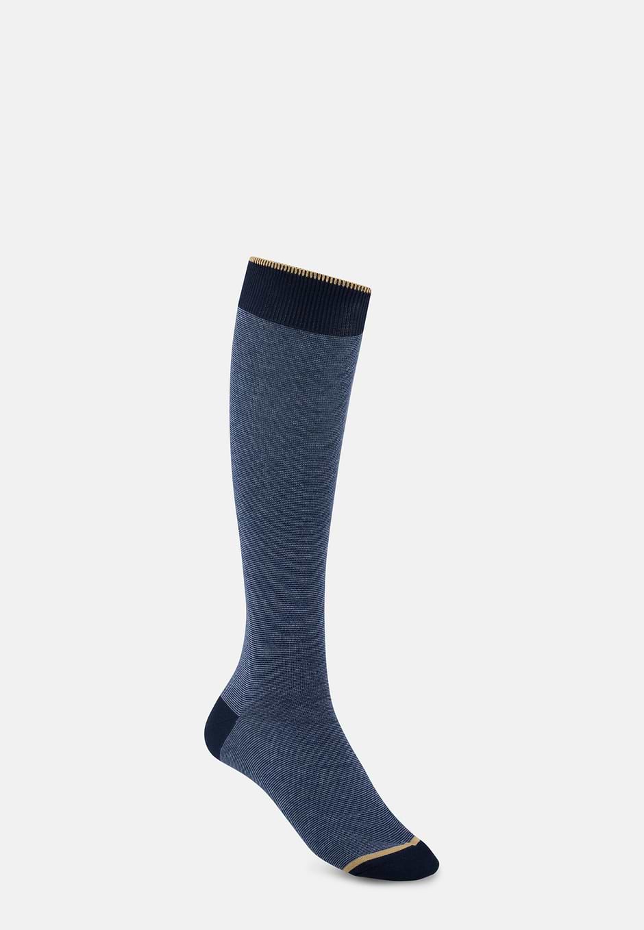 Lange Socken Gestreift aus Mischgewebe, Navy blau, hi-res
