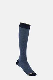 Long Socks Striped Cotton Blend, Navy blue, thumb, 1