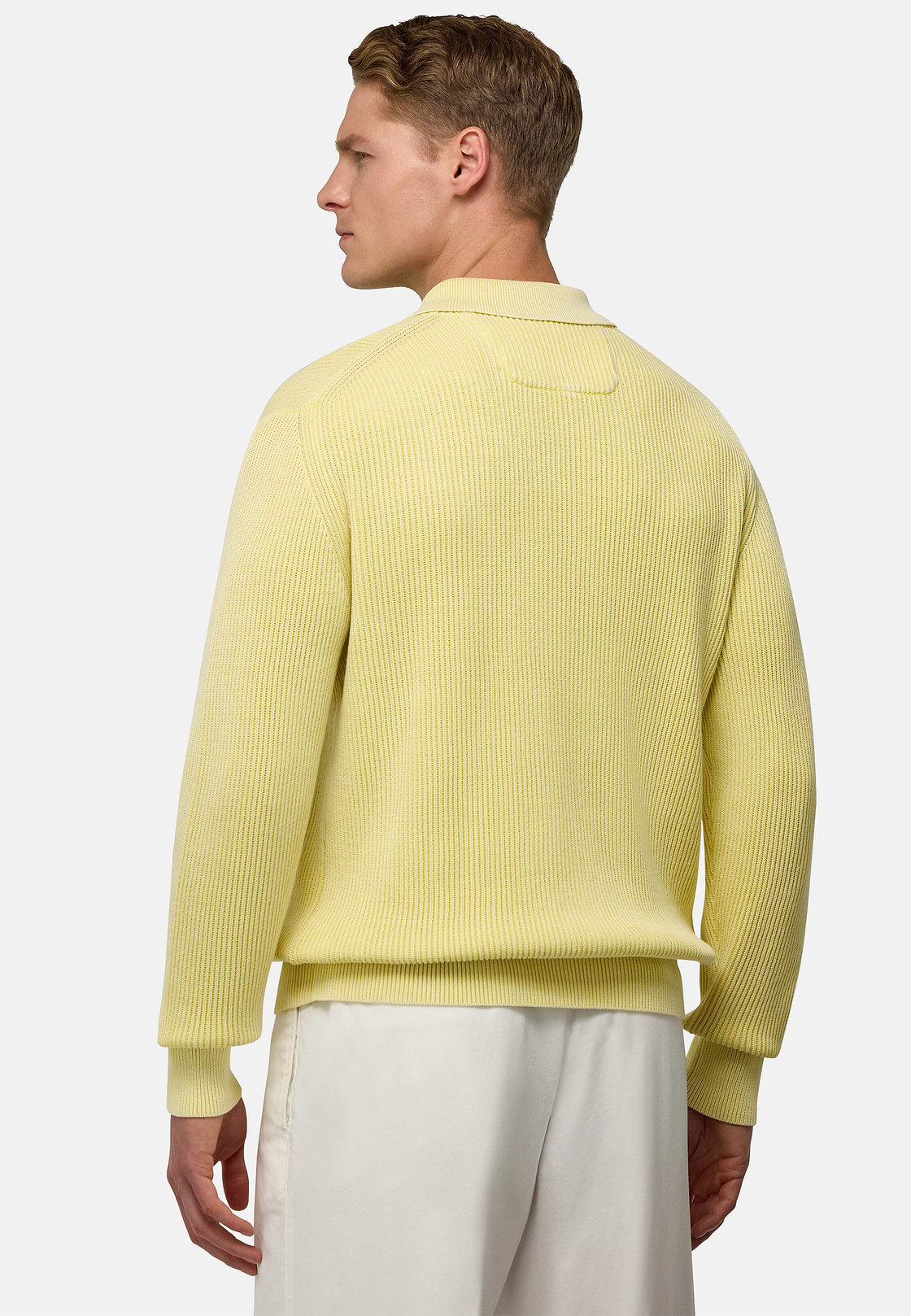 100% Organic Cotton Knitted Polo Shirt, Yellow, hi-res
