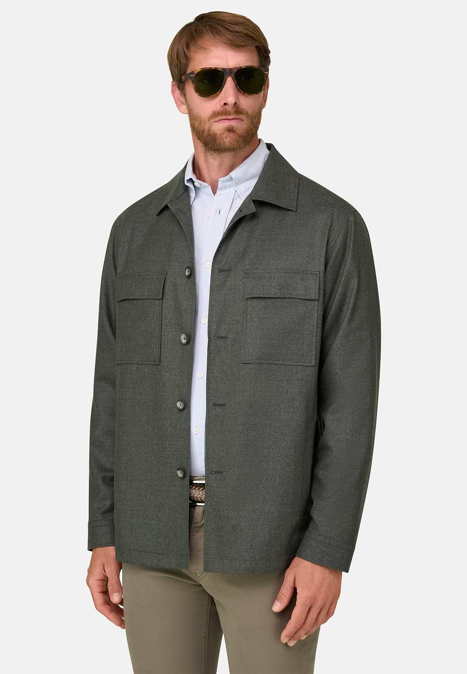 Inges Kabát Gyapjú Flanelből, Military Green, hi-res