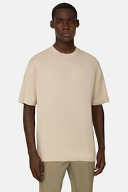 T-shirt Maille En Coton Pima, Sable, thumb, 1