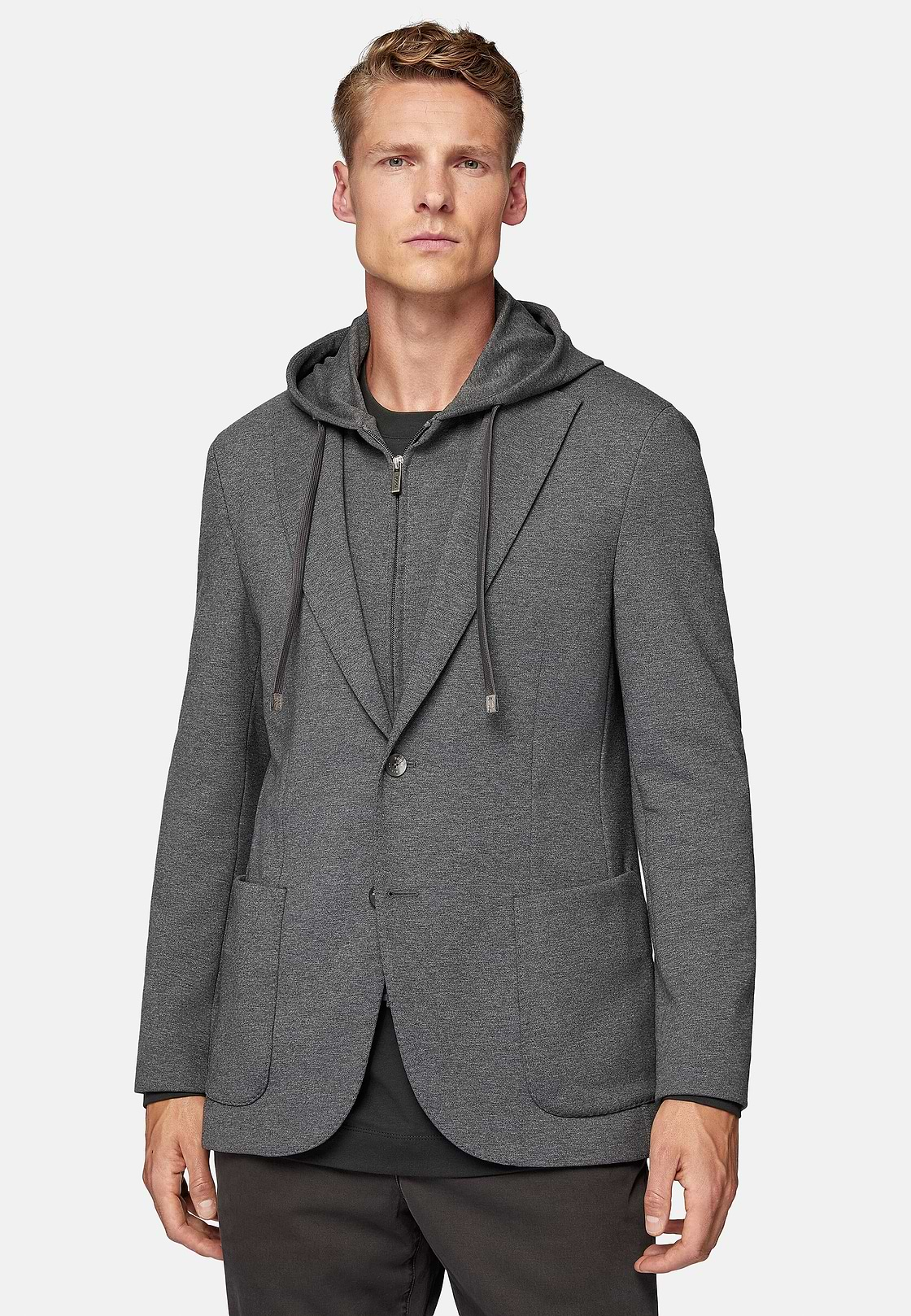 Madison Charcoal Cotton Blend Sweatshirt Jacket, Charcoal, hi-res