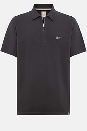 Organic Cotton Blend Piqué Polo Shirt, Black, hi-res