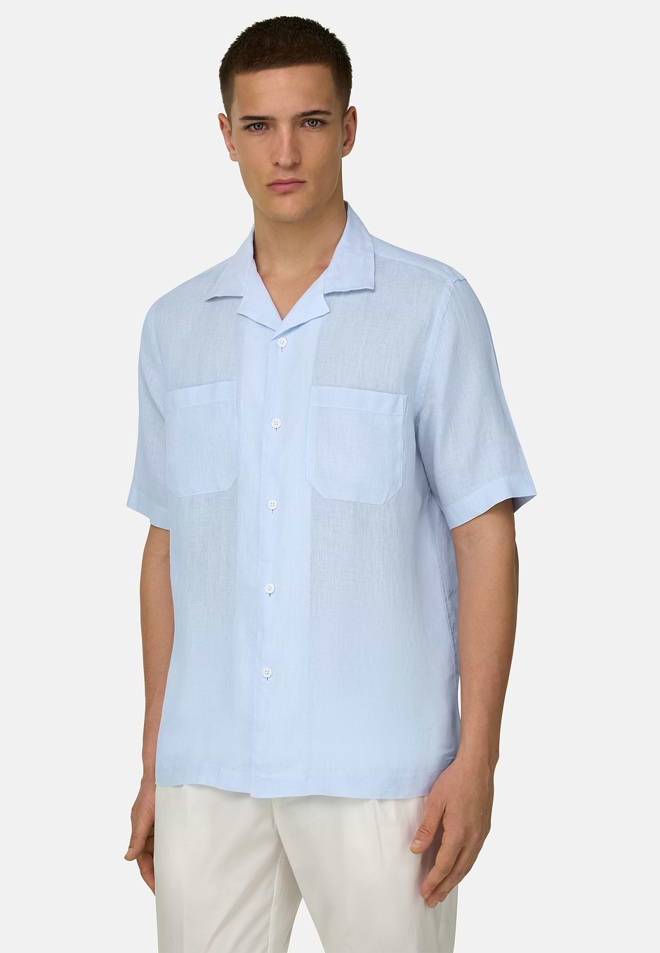 Chemise En Lin Regular Fit, Bleu, hi-res