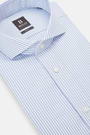 Chemise À Rayures En Sergé De Coton Slim Fit, Bleu clair, hi-res