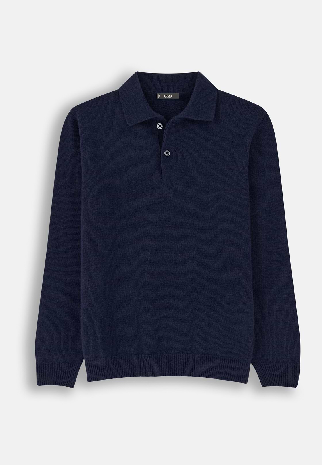 Gebreid Poloshirt Gemengd Cashmere, Navy blue, hi-res, 5