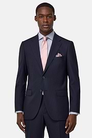 Fine Pinstripe Pure Wool Suit, Navy blue, hi-res