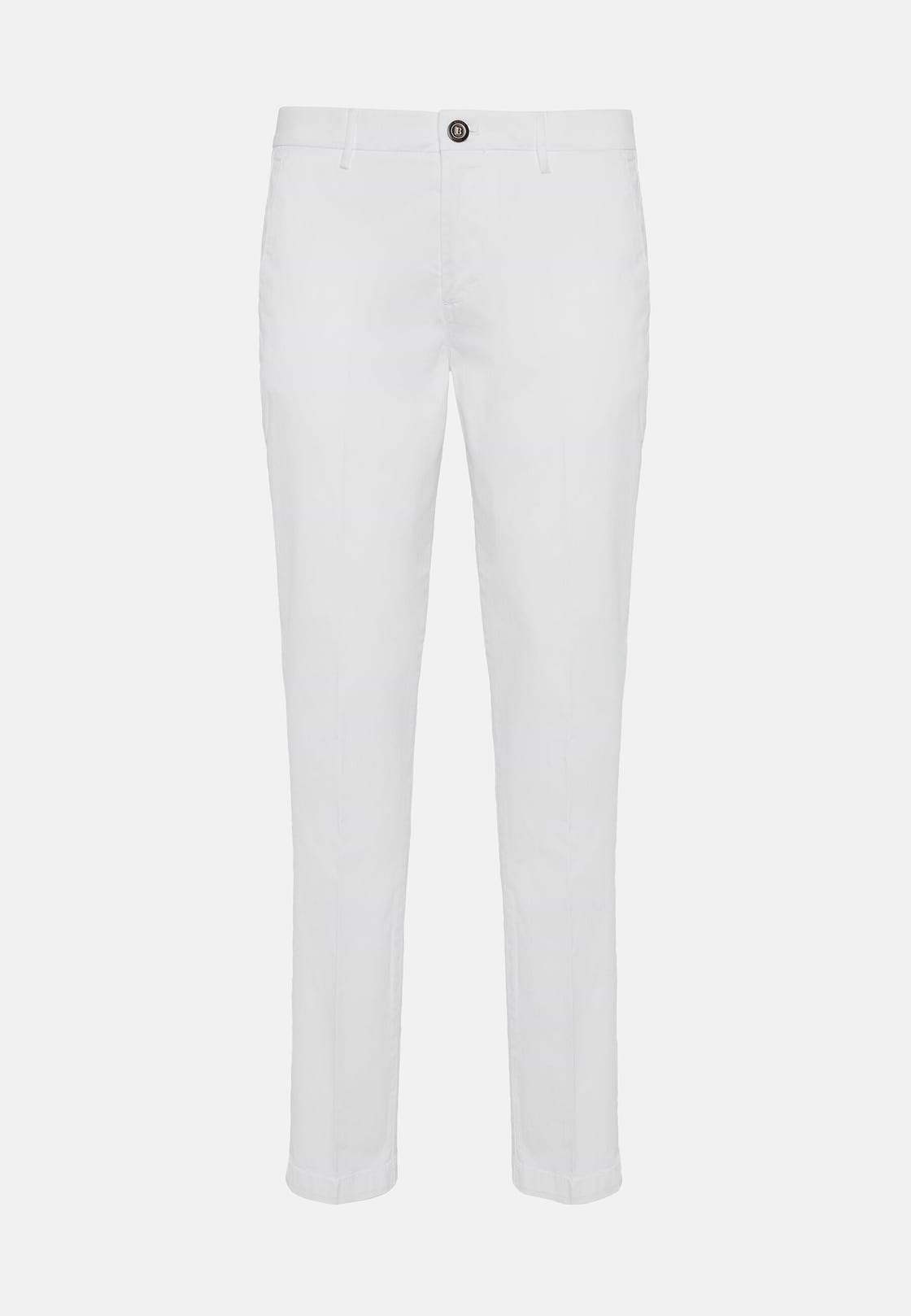 Pantalon En Coton Extensible, Blanc, hi-res