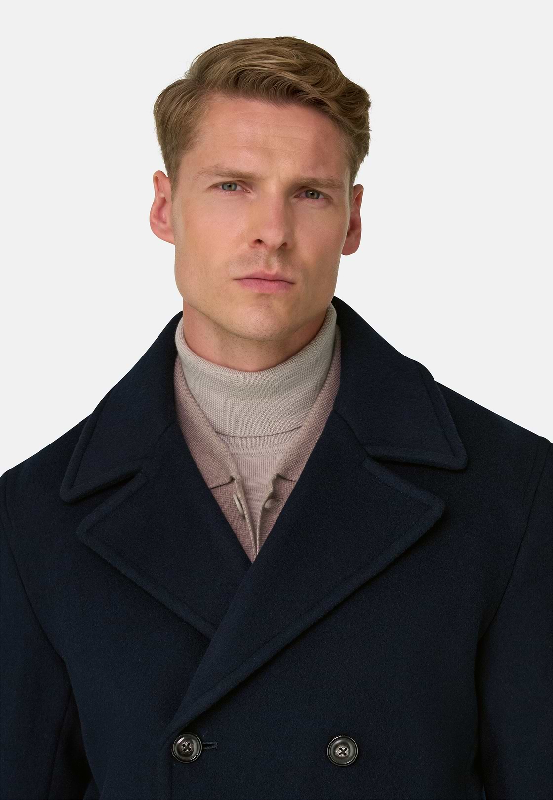 Peacoat in Wool, Navy blue, hi-res, 3