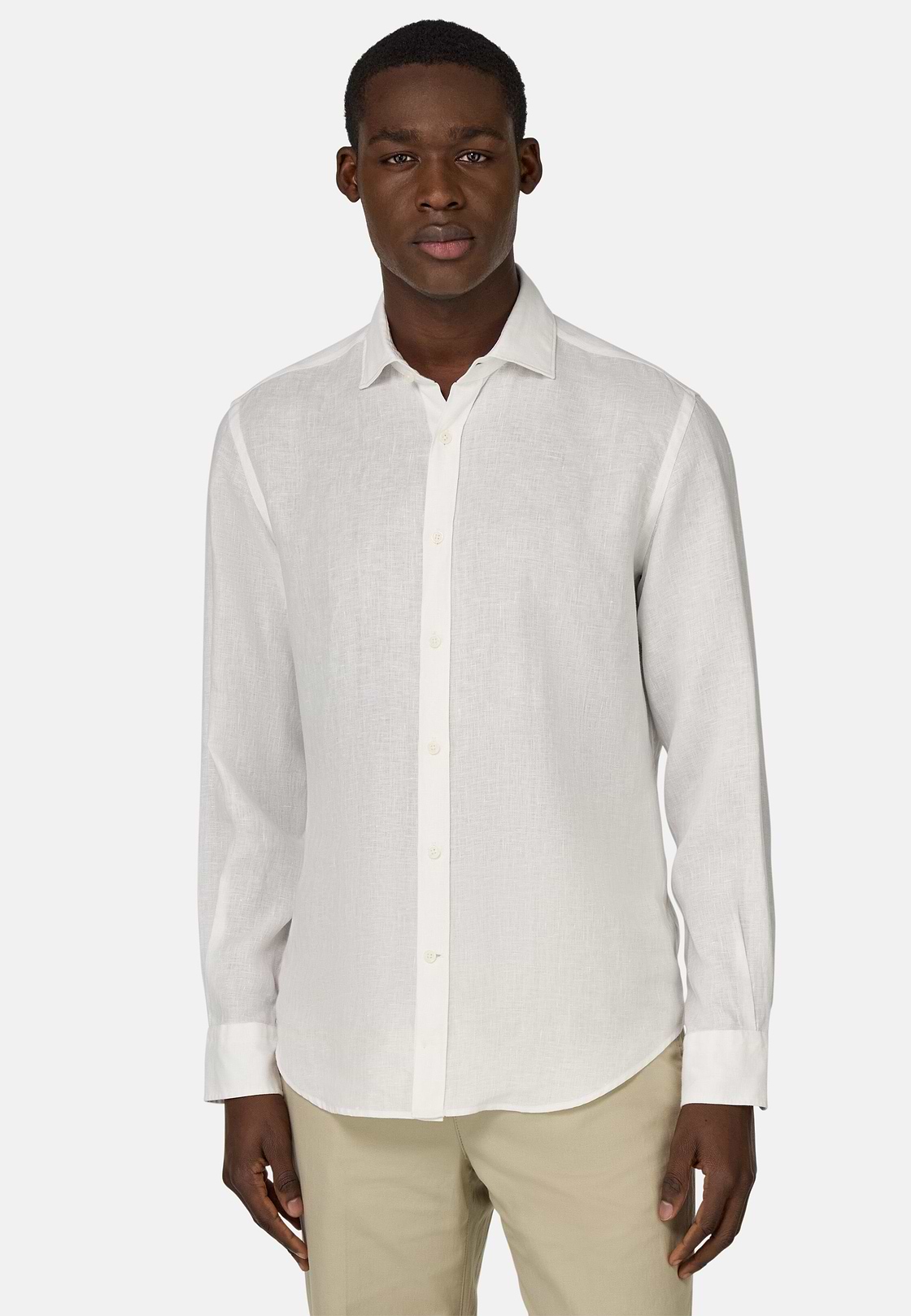 Regular Fit Linen Shirt, White, hi-res