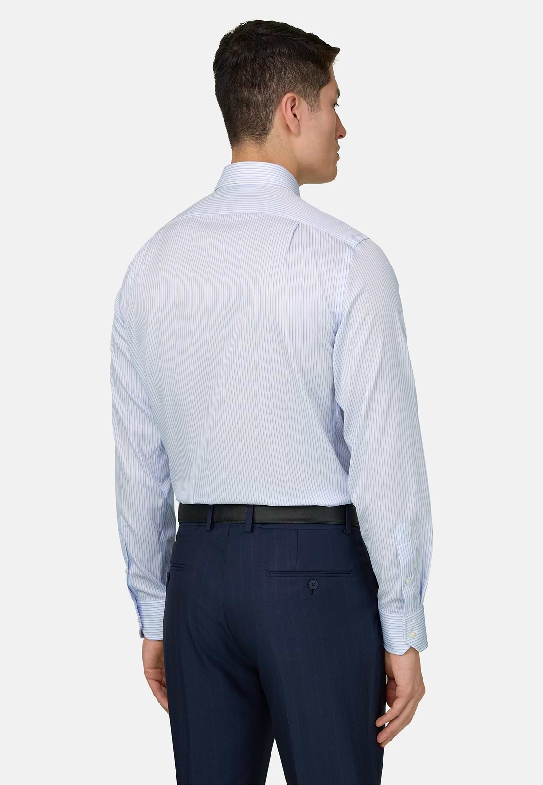 Camicia A Righe In Cotone Regular Fit, Azzurro, hi-res, 3