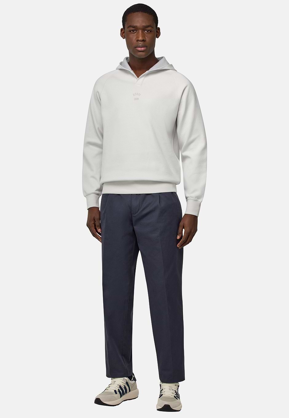 Cotton Blend Hoodie, White, hi-res